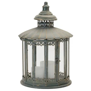 Linterna de hierro cepillado redonda ornamentada con forma de gazebo puerta con bisagras de fácil acceso 13x12x20" - Imagen 1 de 8