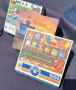 3x - 1000/500 Piece Puzzle Lot - Well Stocked, Oil Filling, Leading Light - Picture 1 of 6