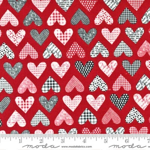 MODA FABRICS #55570 22 "FLIRT" HEARTS ON RED BTY - Picture 1 of 1