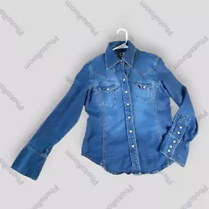 Gap Size XS Cowboy Cowgirl Western Demin Jeans Shirt Druckknopf geknöpft Taschen - Bild 1 von 9