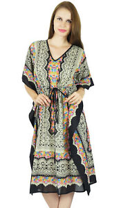 Bimba Printed Kaftan Classy Beach Coverup Kimono Sleeve Cotton Caftan-ezX