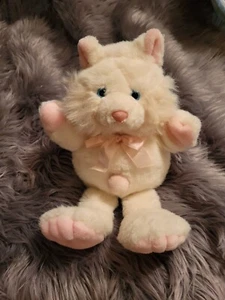 R.G Barry Corp. Vintage Rare Plush Hand Puppet kitten cat white & pink Blue Eyes - Picture 1 of 9