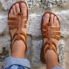 Sandalo romano aperto da uomo in pelle color cuoio fatto a mano | Suola in cuoio