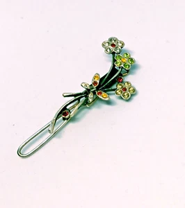 Vintage Sterling Silver 925 Rhinestone Cubic Zirconia Flower Hair Pin/Dresser - Picture 1 of 8