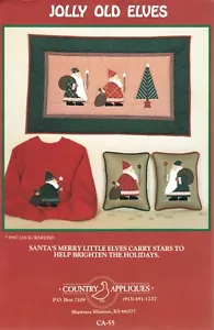 Country Applikationen CA-55 JOLLY OLD ELVES WANDBEHANG/KISSEN Applikation Quilt Muster - Bild 1 von 2