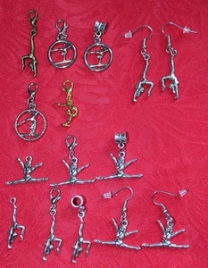 GYMNAST CHARM - GYMNASTICS - SPORTS - LOBSTER CLASP - BAIL - EARRINGS - NECKLACE - Bild 1 von 32