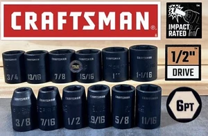 CRAFTSMAN 12 pc 1/2 Drive SAE Impact Socket Set 6 pt - NEW - Picture 1 of 1