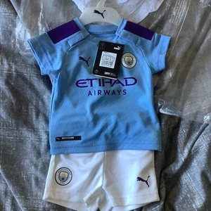 Man City Baby Kits-4-6 Months Baby Kit-Baby Man City Shirt With Shorts - Picture 1 of 6