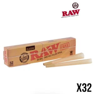 RAW Lot 32 CONES 110 mm pré roulées feuilles non blanchies conique filtre carton - Imagen 1 de 3