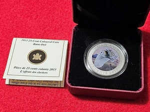 2013 Canada 25-cent Colored Specimen Coin Barn Owl RCM OGP #T5152 - Picture 1 of 4