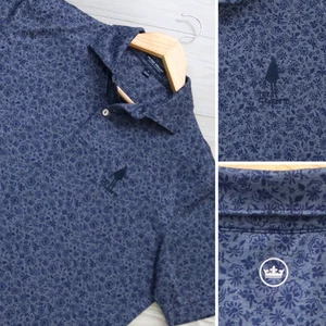 Peter Millar Crown Polo Shirt Men's M Azure Floral 'THE CLINT' Performance Golf - Picture 1 of 8
