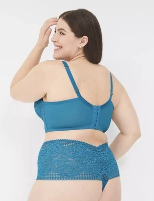 Calcinha tanga Lane Bryant cacique renda elástica lateral larga azul-petróleo 22/24 - Imagem 1 de 4