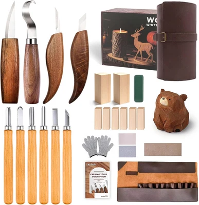 Wood Carving Kit for Adults & Beginners – 10 Knives (4+6) Whittling Kit, 8  - Image 1 of 4