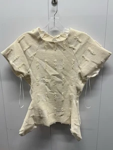 Kultige Gaia Damen Bluse Rundhals Kurzarm Off White XS - Bild 1 von 4