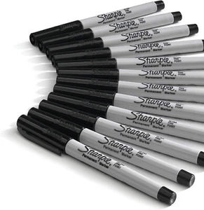 SHARPIE Permanent Markers Ultra Fine Point Black 12 Count 37001 FRESH NEW IN BOX - Picture 1 of 6