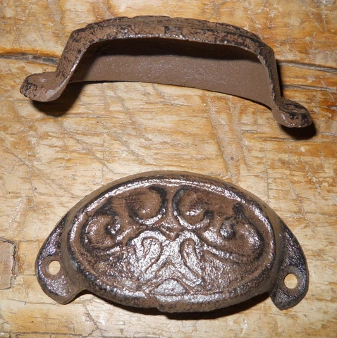 15 Cast Iron Antique Victorian Style OVAL Drawer Pull, Barn Handle, Door Handles Cover