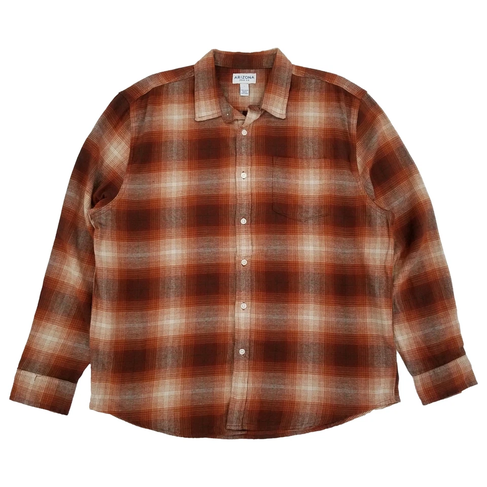 Camisa de franela a cuadros naranja de manga larga Arizona para hombre Foto 1 de 1