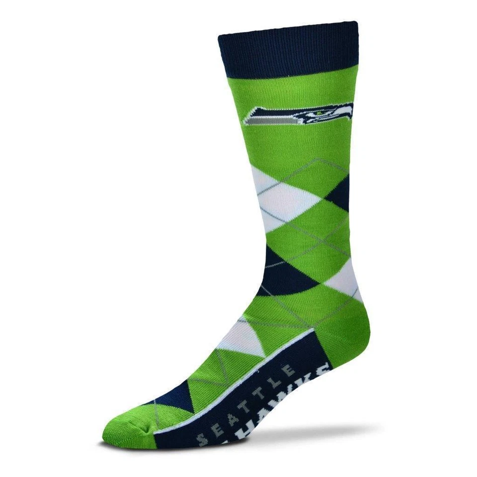 2 Pairs Seattle Seahawks Argyle Socks NFL Team Apparel One Size Fits Most