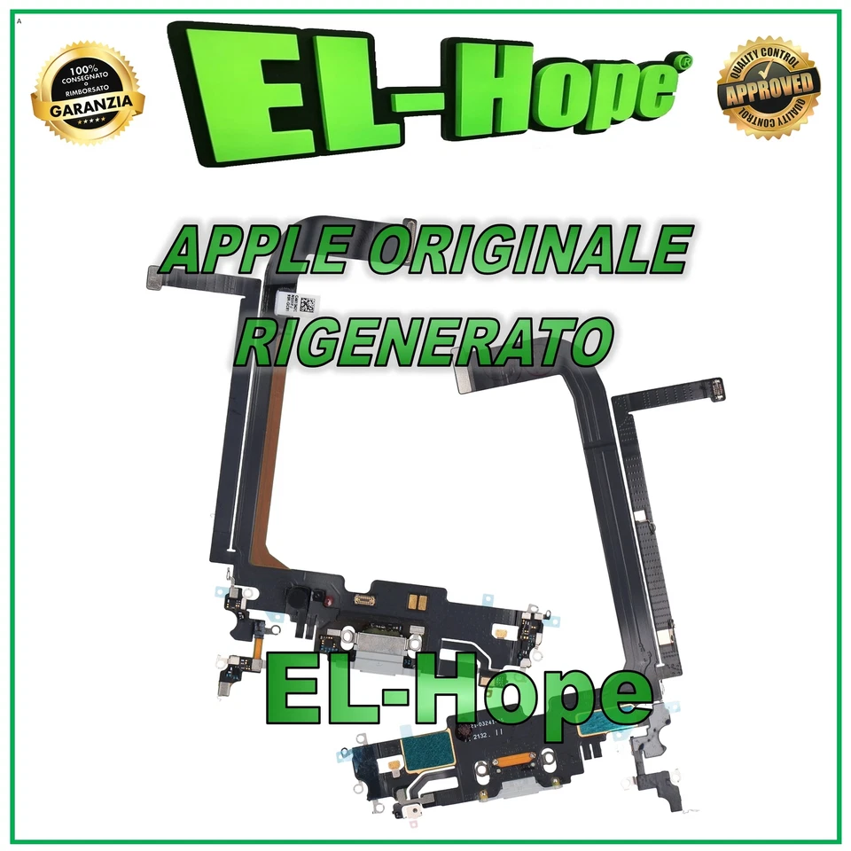 FLAT CONNETTORE CARICA RIGENERATO ORIGINALE APPLE IPHONE 13 PRO MAX ARGENTO - Immagine 1 di 1