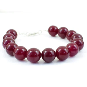375.00 Cts Earth Mined 8" Long Red Ruby Round Shape Beads Bracelet NK 38E96 - Picture 1 of 2