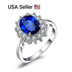 New Luxury Banquet Fashion Jewelry Inlaid Inlay White Drill Blue Sunflower Rings - Picture 1 of 9