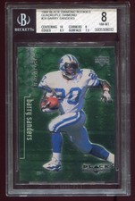 BARRY SANDERS 1998 Upper Deck Black Diamond Emerald SSP /100 Quadruple BGS 8 #28