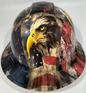 Neuer fester Hut mit voller Krempe individuell wassergetaucht AMERIKANISCHE FLAGGE INTENSIVER ADLER - Bild 1 von 6