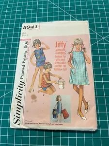 Simplicity 5941 girls & Tammy Doll dress shorts blouse Sz 8 Vtg Rare Summer Mod - Picture 1 of 2