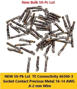 NEW 50-Pc TE Connectivity 66360-3 Crimp Socket Contact 18 -14 AWG .8 -2 mm Wire - Picture 1 of 5