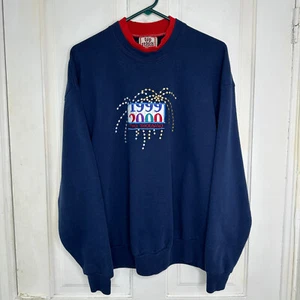 Vintage Top Stitch Crewneck Sweatshirt Y2K Millennium New Years 1999 2000 Large - Picture 1 of 6