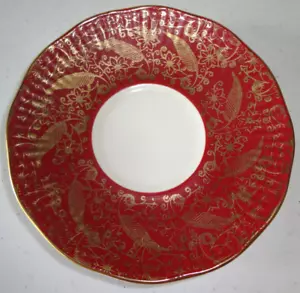 ELIZABETHAN SOVEREIGN FEINKNOCHEN PORZELLAN 5" UNTERTASSE BURGUND ROTGOLD WEISS VINTAGE - Bild 1 von 5