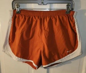 NIKE rust Burnt Orange Logo Athletic Running Workout poly Shorts. Ladies L - Picture 1 of 6
