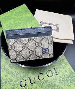 GUCCI CARD CASE WITH GG DETAIL BLUE