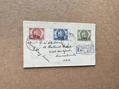 Australia 1946 Reg FDC to US +Sir Mitchell Exploration Centenary #SG219-22 +Neat - Image 1 of 2