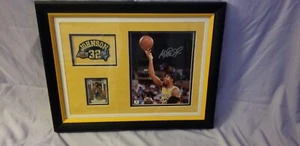 21 1/2x16 1/2 Black Framed and Gold matted signed Magic Johnson collage - Picture 1 of 6