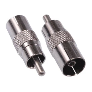 Adapter RCA Cinch Stecker auf TV Antennen Buchse Verbinder Kupplung Kabel IEC - Picture 1 of 1