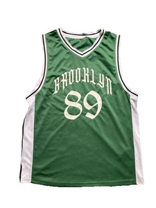 Primark Mens Large Size Brooklyn 89 Green & White Basketball Jersey NWT - Picture 1 of 5