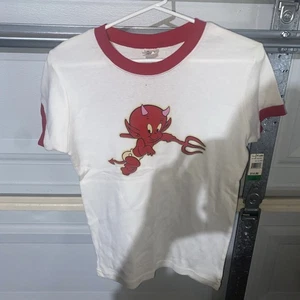 Vintage Junk Food Y2K Damen L Hot Stuff the Little Devil zweiseitiges T-Shirt Etikett - Bild 1 von 8