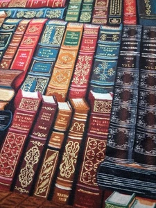 Library Fabric - Metallic Packed Books - Timeless Treasures 1.5 Yard Cut - Picture 1 of 2