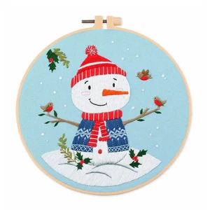 Snowman Embroidery Kit Stamped Fabric, Floss & Needle New - Picture 1 of 3