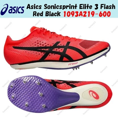 Asics Sonicsprint Elite 3 Flash Rojo Negro 1093A219-600 Hombres Talla - Imagen 1 de 4
