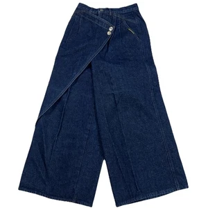 Pantalones de mezclilla vintage Rocky Mountain botón solapa pierna súper ancha lavado oscuro para mujer talla 9” - Imagen 1 de 13