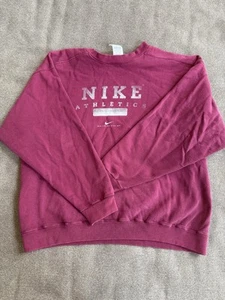 Vintage 90s NIKE Boxy Big Logo Spellout Sweatshirt Size L Red - Bild 1 von 1