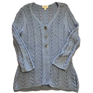 Talbots Damen Strickjacke Knopfleiste blau offen Strick 100 % Baumwolle Large - Bild 1 von 5
