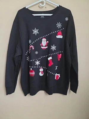Sudadera de Navidad Just My Size para mujer Ugly Plus 22W 24W 3xl negra Foto 1 de 3