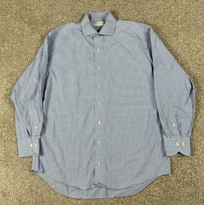 Lorenzo Uomo Shirt Mens 16.5 32/33 Blue Plaid Button Up Dress Liam Fit Cotton - Picture 1 of 8
