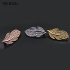 11x23mm Micro Pave Cubic Zircon Leaf Drop Contact Clasp Jewelry DIY Findings