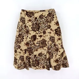 Apostrophe Skirt Knee Length A-Line Women *Size 4-6 Brown Floral Stretch Cotton - Picture 1 of 6