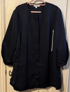 Chico's Classic Navy 3/4 Sleeve Lined Faille Topper Jacket Size 3(16/18)NWT - Picture 1 of 16