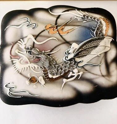 Satsuma Moriage Japanese Cigarette Trinket Box Dragon Ware Hand Painted 5”x4” - Image 1 of 4